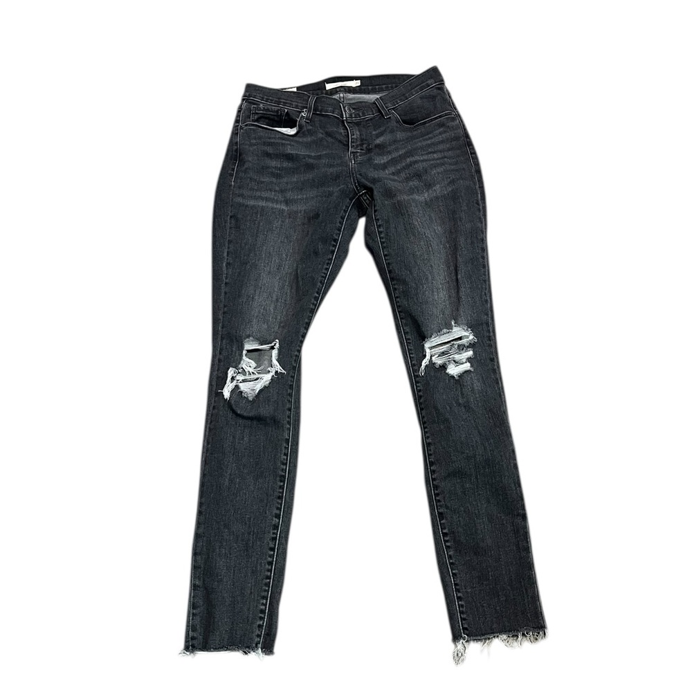 Levi’s Premium Curvy Skinny Jeans Size 29 Black Distressed Raw Hem